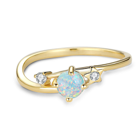 Women's Round Star Opal Zirconia ring