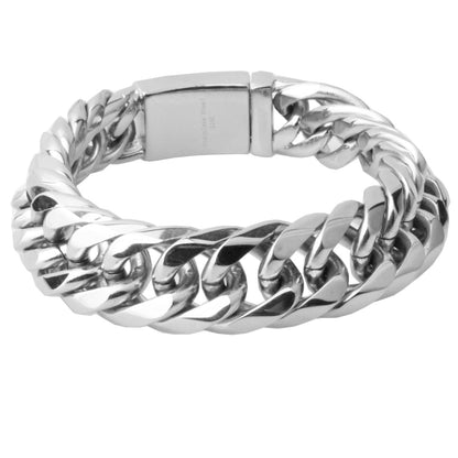 New Silver Tone Double Weave Six Sides Stainless Steel Bracelet for Men Personality Wrist Chain