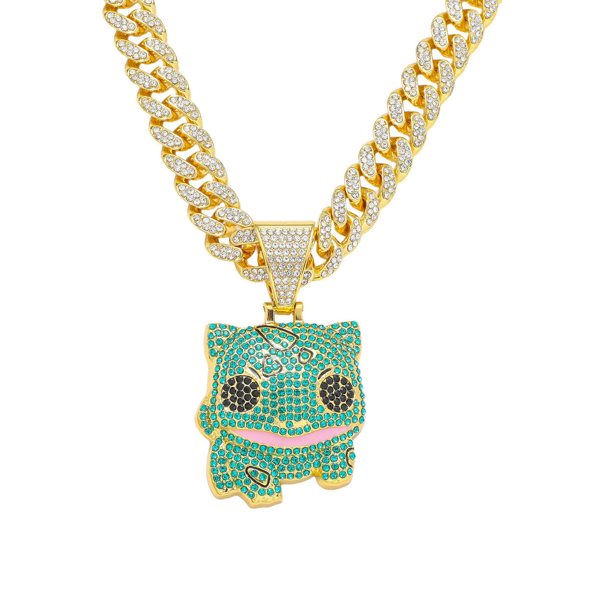 Hip-Hop Cartoon Animal Magical Frog Cuban Chain Pendant Necklace