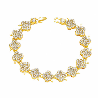 Hip-Hop Classic Floral Pattern Stitching Chain Bracelet
