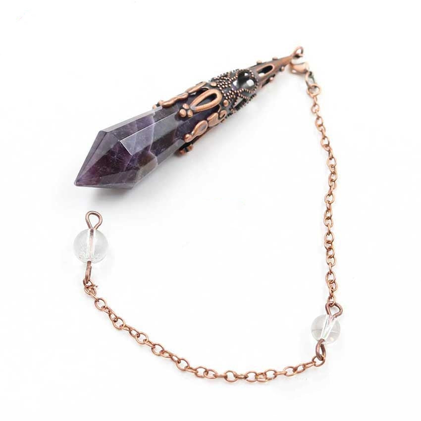 Vintage Red Copper Faceted Crystal Spirit Pendulum