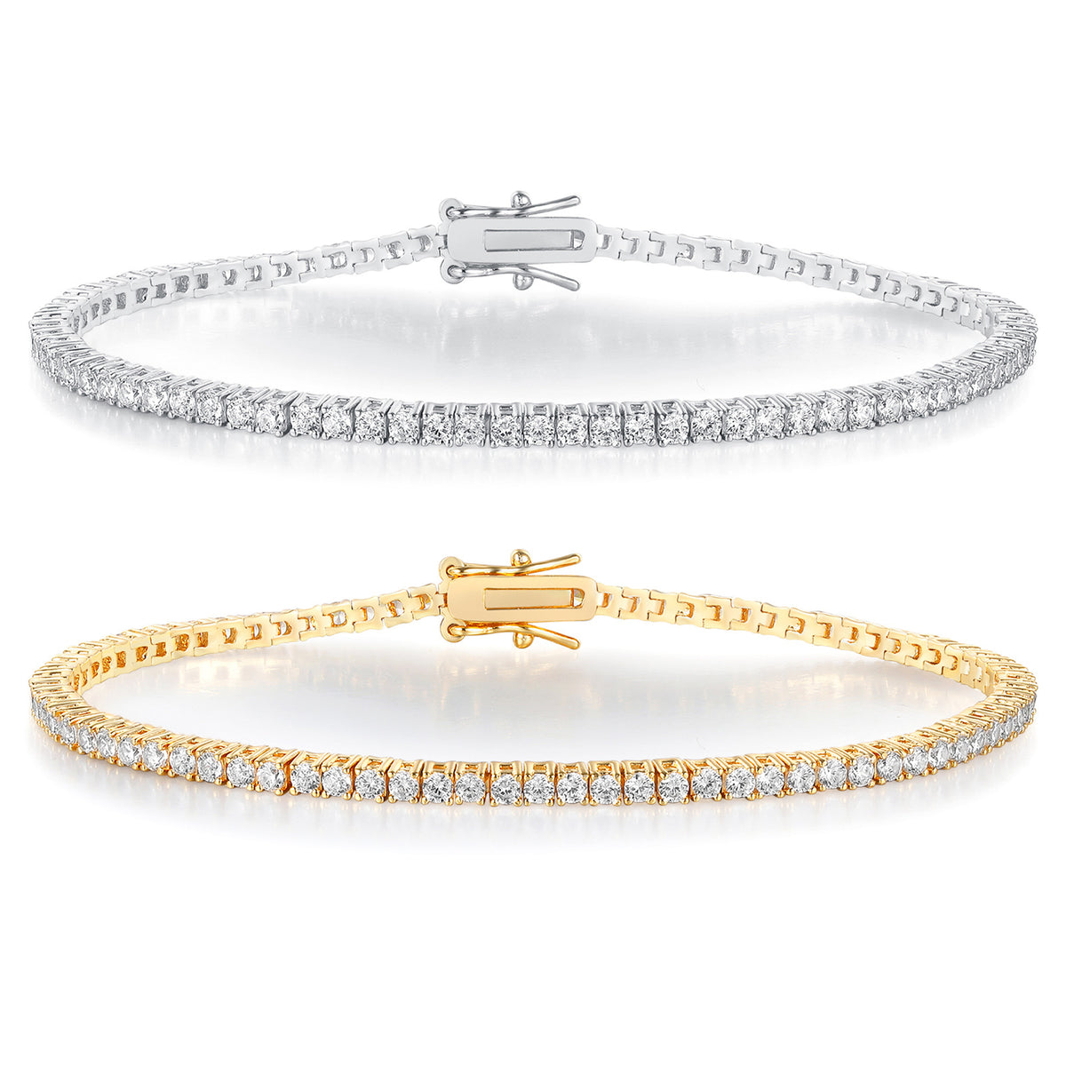 Women&Men's 18k Gold Inlaid With 2mm Zircon Dragon Head Buckle Cuban Tennis Bracelet