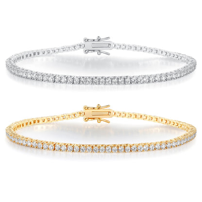 Women&Men's 18k Gold Inlaid With 2mm Zircon Dragon Head Buckle Cuban Tennis Bracelet