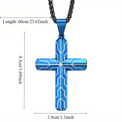 Men's Tire-Patterned Cross Pendant Necklace