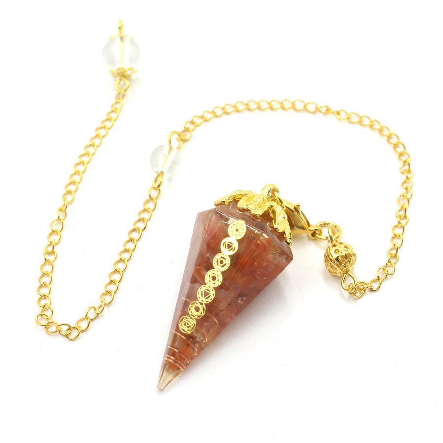 Golden Chain Tapered Resin Crystal Pendulum