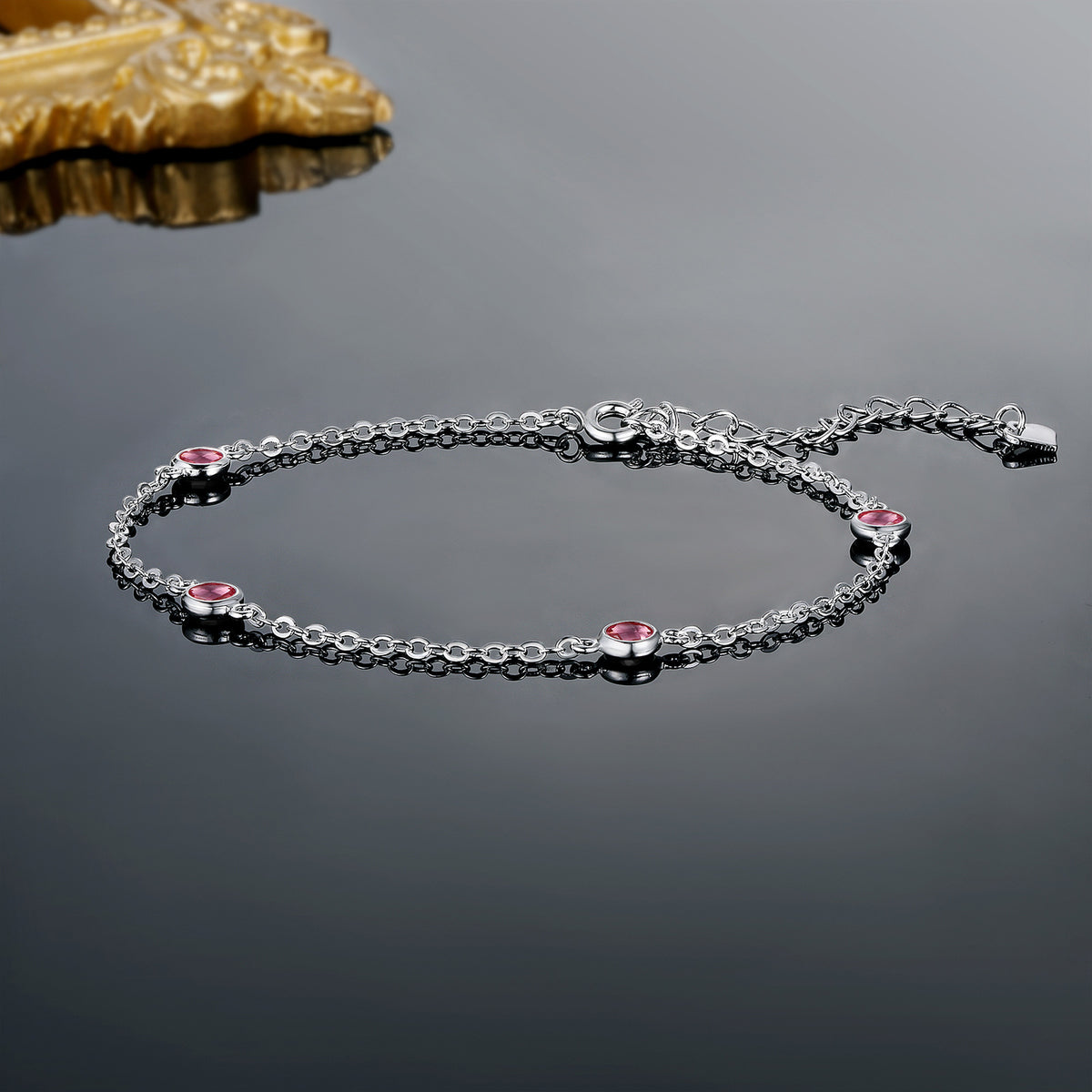 Women&Men's Simple Round Zircon Bracelet With Four Diamonds