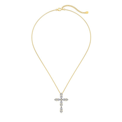 S925  Cross Necklace, Inlaid White Pear & Round Zircon, Niche Design, Elegant Versatile Jewelry