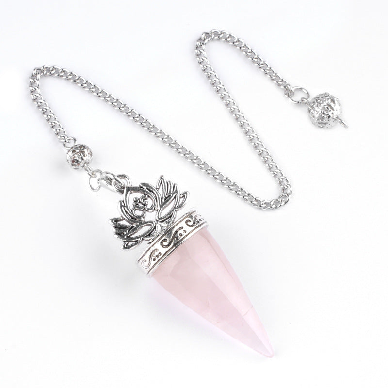 Ancient silver lotus cone meditation yoga crystal spirit pendulum