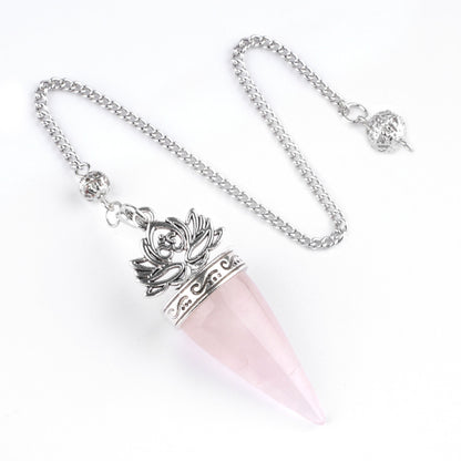 Ancient silver lotus cone meditation yoga crystal spirit pendulum