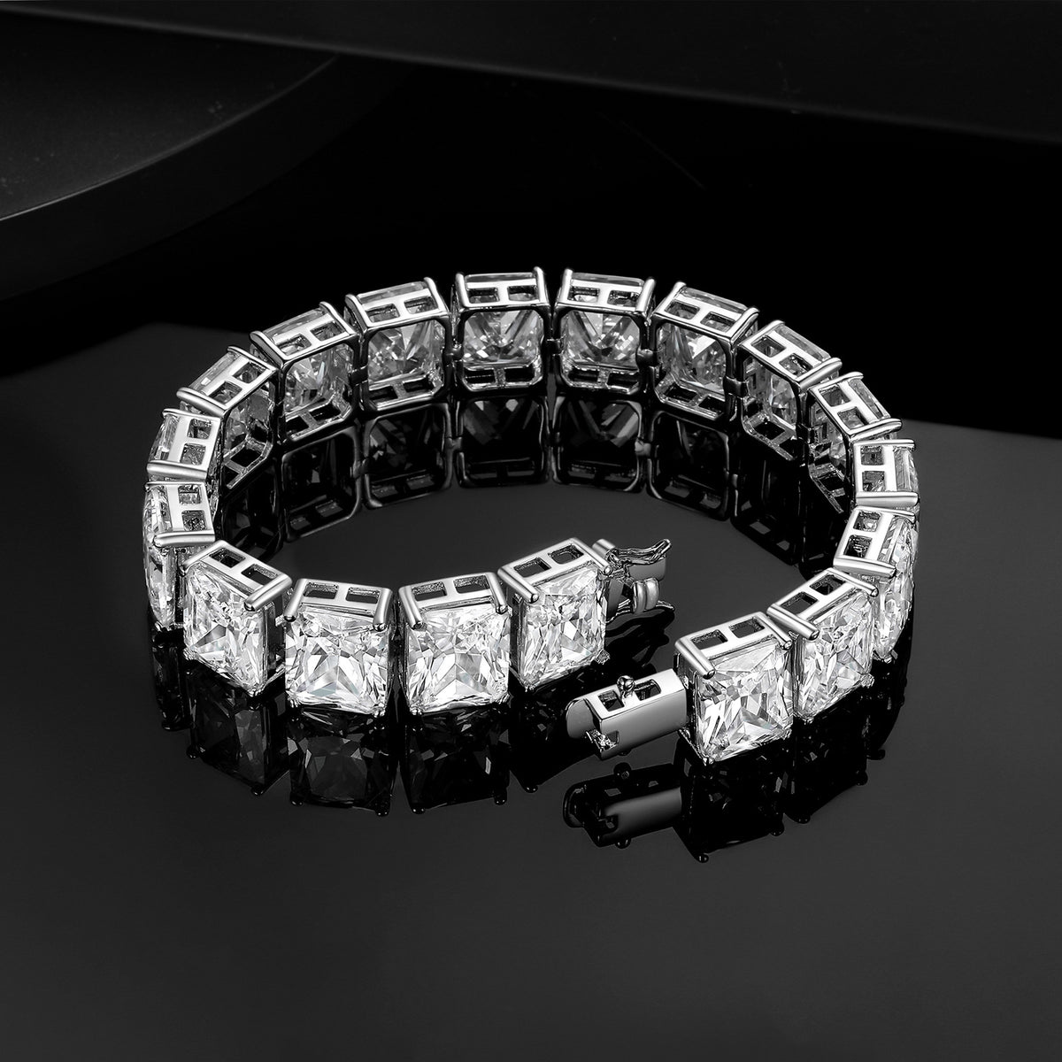 Women&Men's Square 12mm Cubic Zirconia Cuban Tennis Bracelet