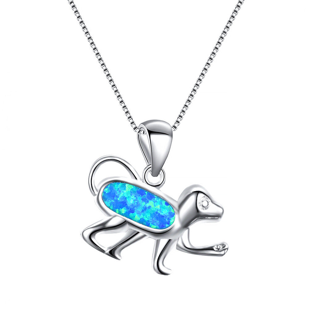 Opal  Dog-shaped pendant necklace