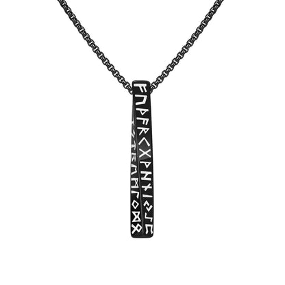 Men's Nordic Rune Vertical Bar Pendant Necklace