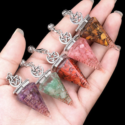 Star Moon Hexagonal Cone Crystal Resin Spirit Pendulum