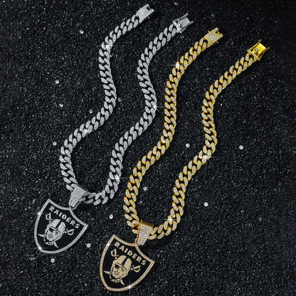 Hip-Hop Pirate Shield Cuban Chain Pendant Necklace