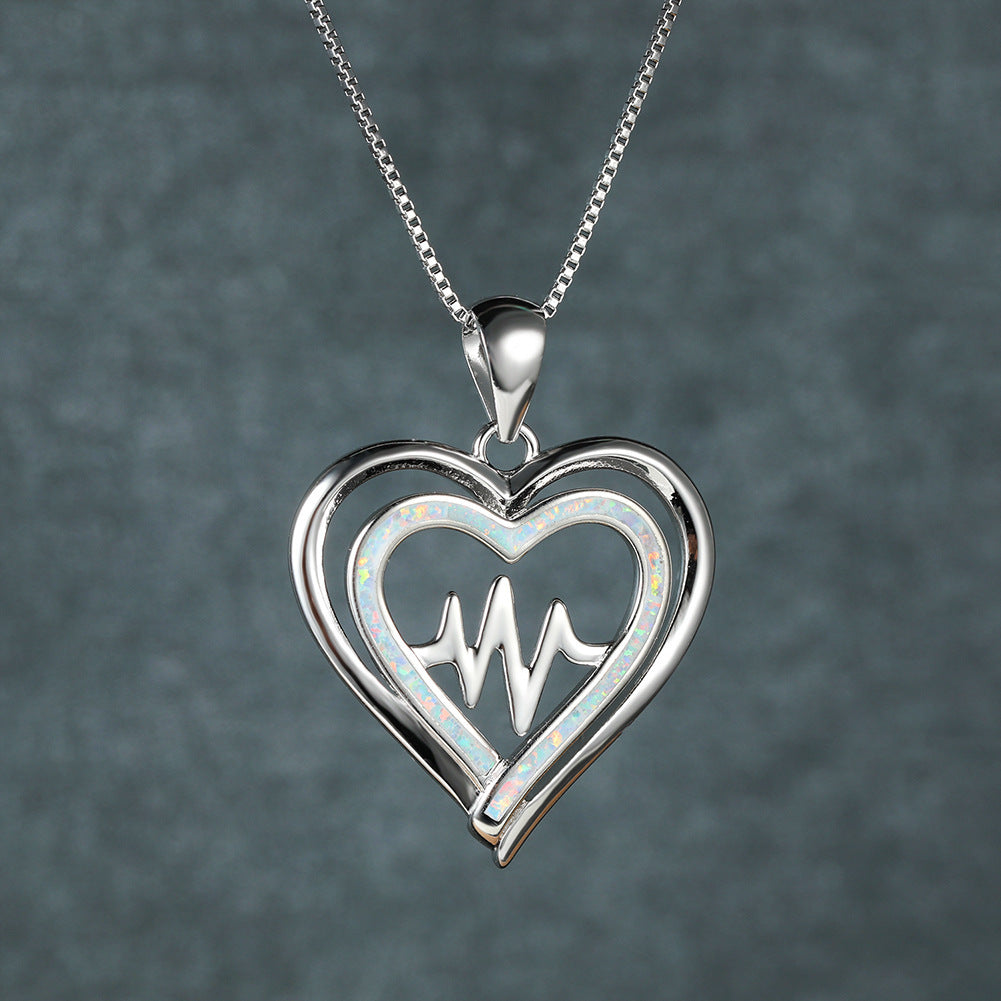 Opal Electrocardiogram Necklace
