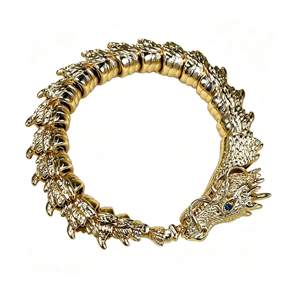 Men's Gold Plated 3D Dragon Bracelet Vintage Personalized Bangle Bracelet