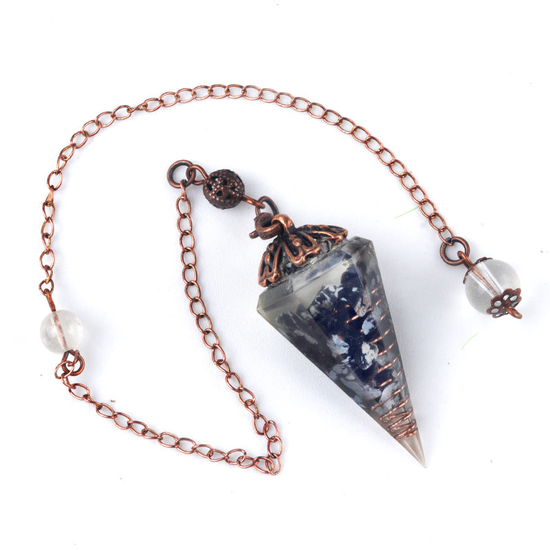 Colorful crystal clock pendulum ancient red copper flower base resin spirit pendulum