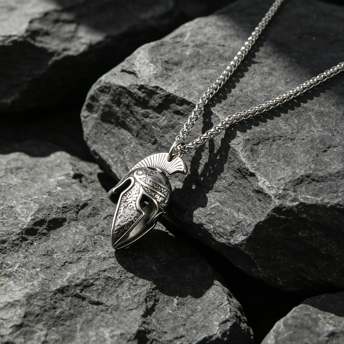 Men's Spartan Warrior Helmet Pendant Necklace