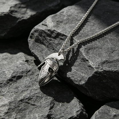 Men's Spartan Warrior Helmet Pendant Necklace
