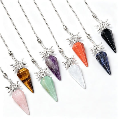 Three-phase moon meditation healing crystal hexagonal cone spirit pendulum