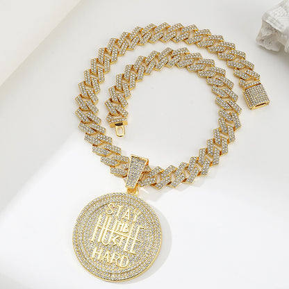Street Round Hip-Hop Exaggerated Cuban Chain Pendant Necklace