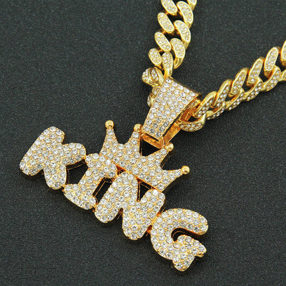 Hip-Hop King Letter Cuban Chain Pendant Necklace