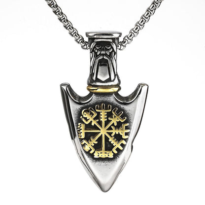 Vintage Stainless Steel Men's Viking Spear Head Pendant Necklace