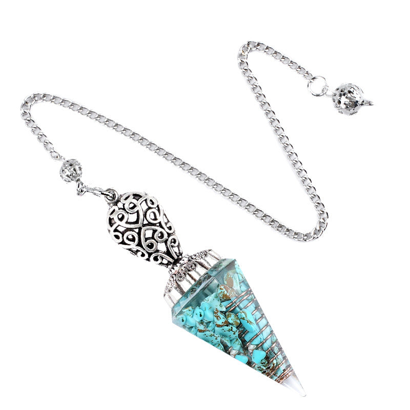 Silvery Crystal Agate Resin Hexagonal Pyramid Spirit Pendulum