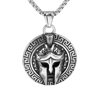 Vintage Stainless Steel Spartan Mask Pendant Necklace for Men