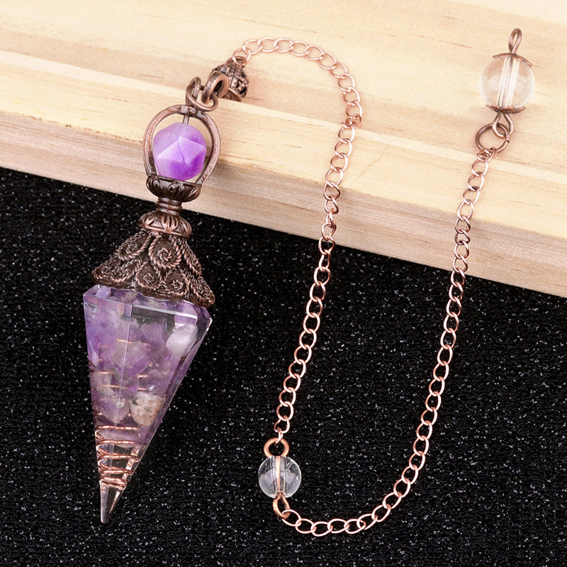 Ancient Red Seven-Colored Crystal Resin Spiritual Pendulum