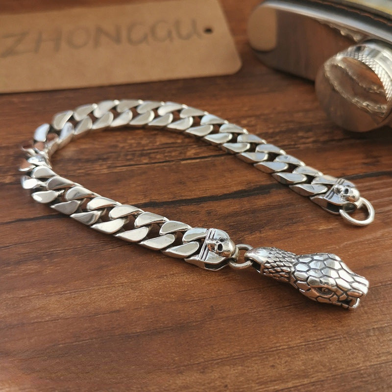 Men's Retro Snake Head Curb Bracelet