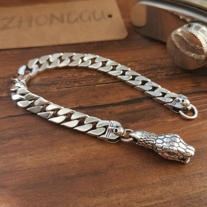 Men's Retro Snake Head Curb Bracelet