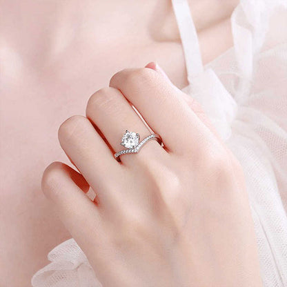 Women's White Gold Crown Shape Adjustable Moissanite Ring