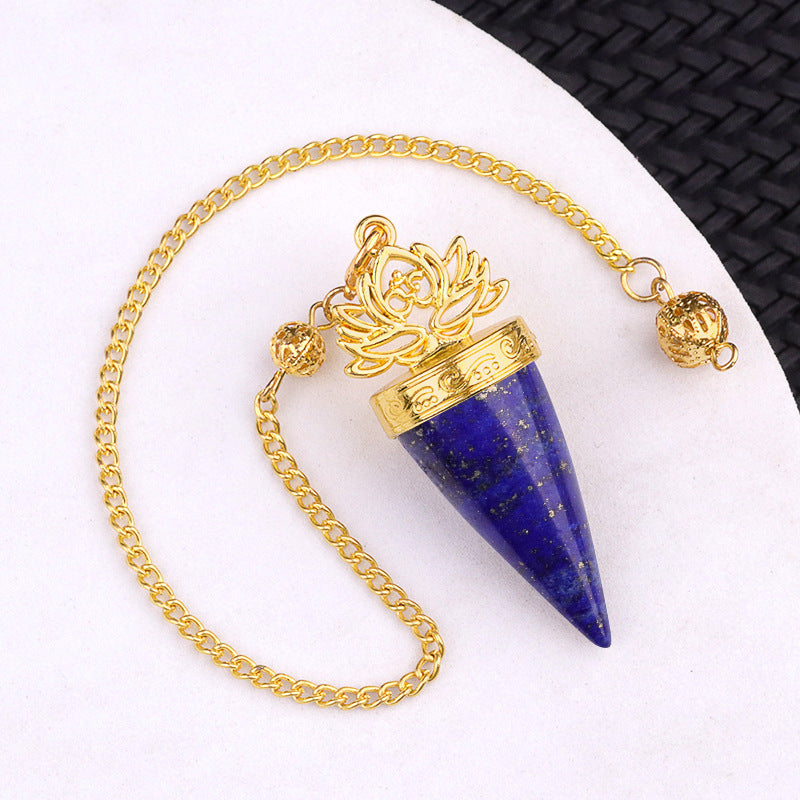 Ancient Golden lotus cone meditation yoga crystal spirit pendulum