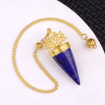 Ancient Golden lotus cone meditation yoga crystal spirit pendulum