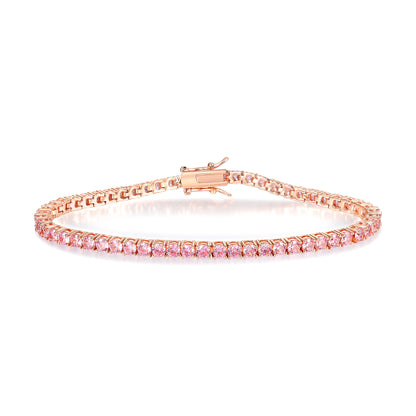 Women&Men's 18k Gold Inlaid With 3mm Zircon Cuban Tennis Bracelet