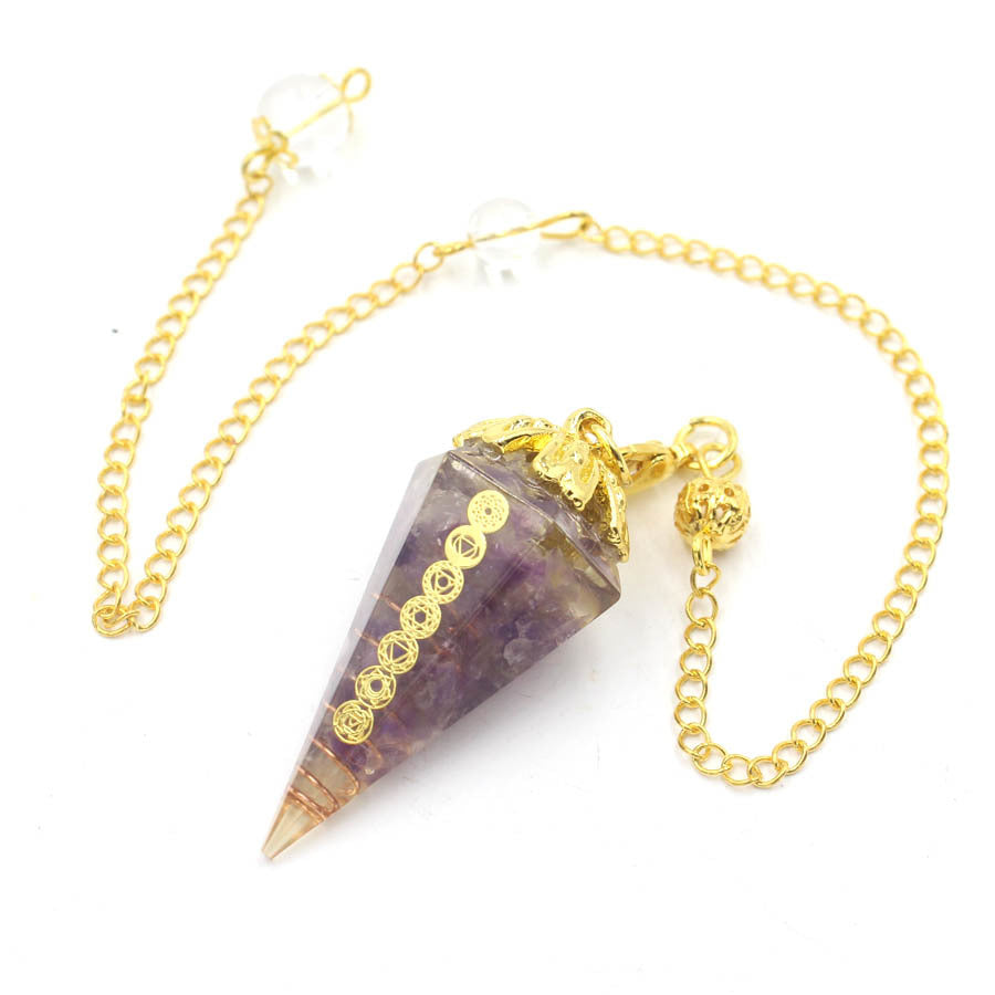 Golden Chain Tapered Resin Crystal Pendulum