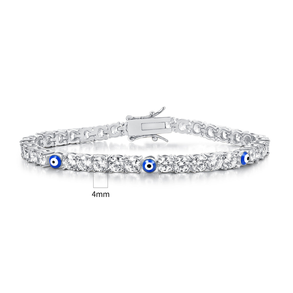 Women&Men's 3-4mm Demon Eye Cubic Zirconia Cuban Tennis Bracelet