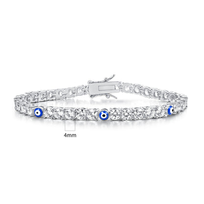 Women&Men's 3-4mm Demon Eye Cubic Zirconia Cuban Tennis Bracelet