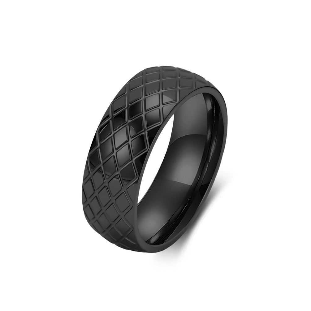 Rhombus grid men's ring