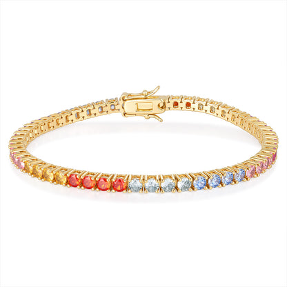 Women&Men's Hip-Hop 3mm Colored Zircon Cuban Tennis Bracelet