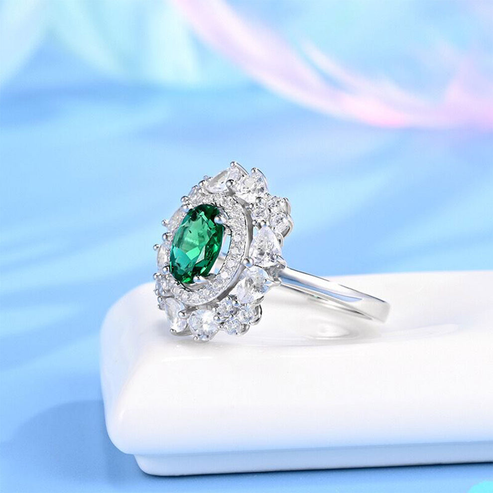 Women's White Gold Sunflower Halo Signet Adjustable Ring