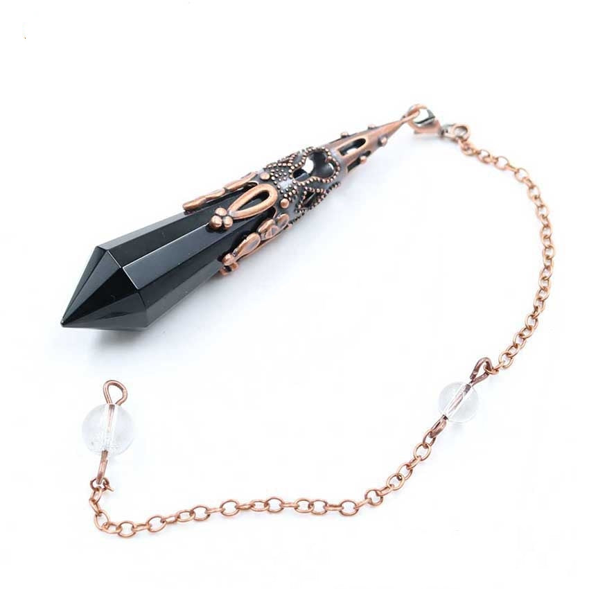 Vintage Red Copper Faceted Crystal Spirit Pendulum