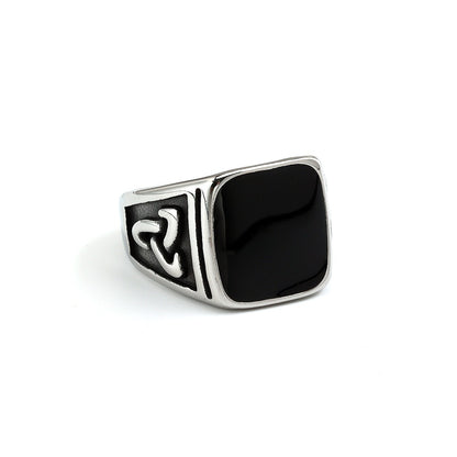 Vintage Solid Stainless Steel Viking Celtic Knot Resin Inlaid Ring for Men