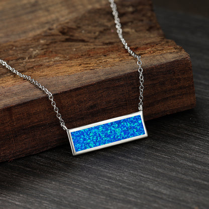 Simple and unique blue Aoba double pendant long necklace