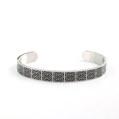 Vintage Celtic Knot Solid Stainless Steel Open C Bangle Men Bracelet