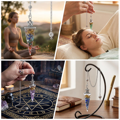 Crown-Headed Spiral Conical Yoga Meditation Adjustable Frequency Crystal Resin Spirit Pendulum