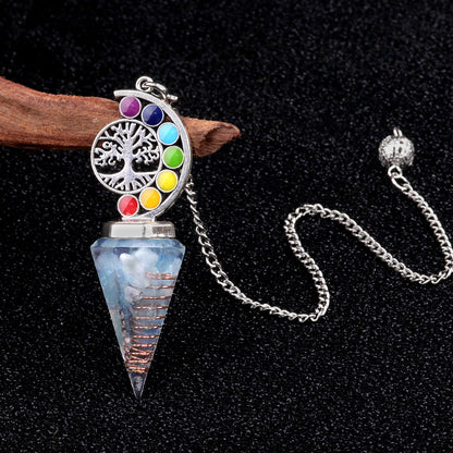 Colorful Life Tree Crystal Gravel Resin Spirit Pendulum