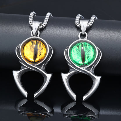 Men's Steel Evil Eye Claw Pendant Necklace