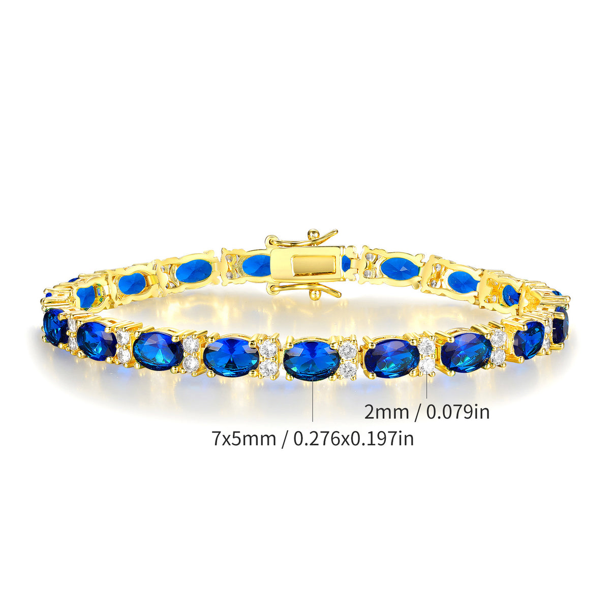 Women&Men's Hip-Hop Blue Zircon Tennis Bracelet